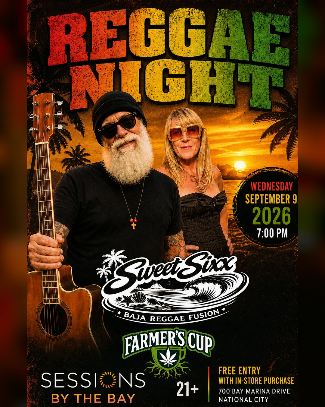 Reggae Wednesday with Sweet Sixx: Live Reggae Fusion at Sessions by the Bay