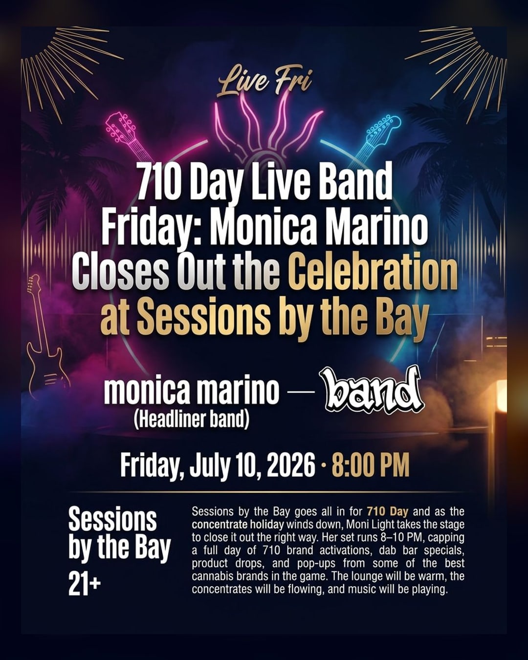 710 Day Live Band Friday: Monica Marino Closes Out the Celebration at Sessions by the Bay