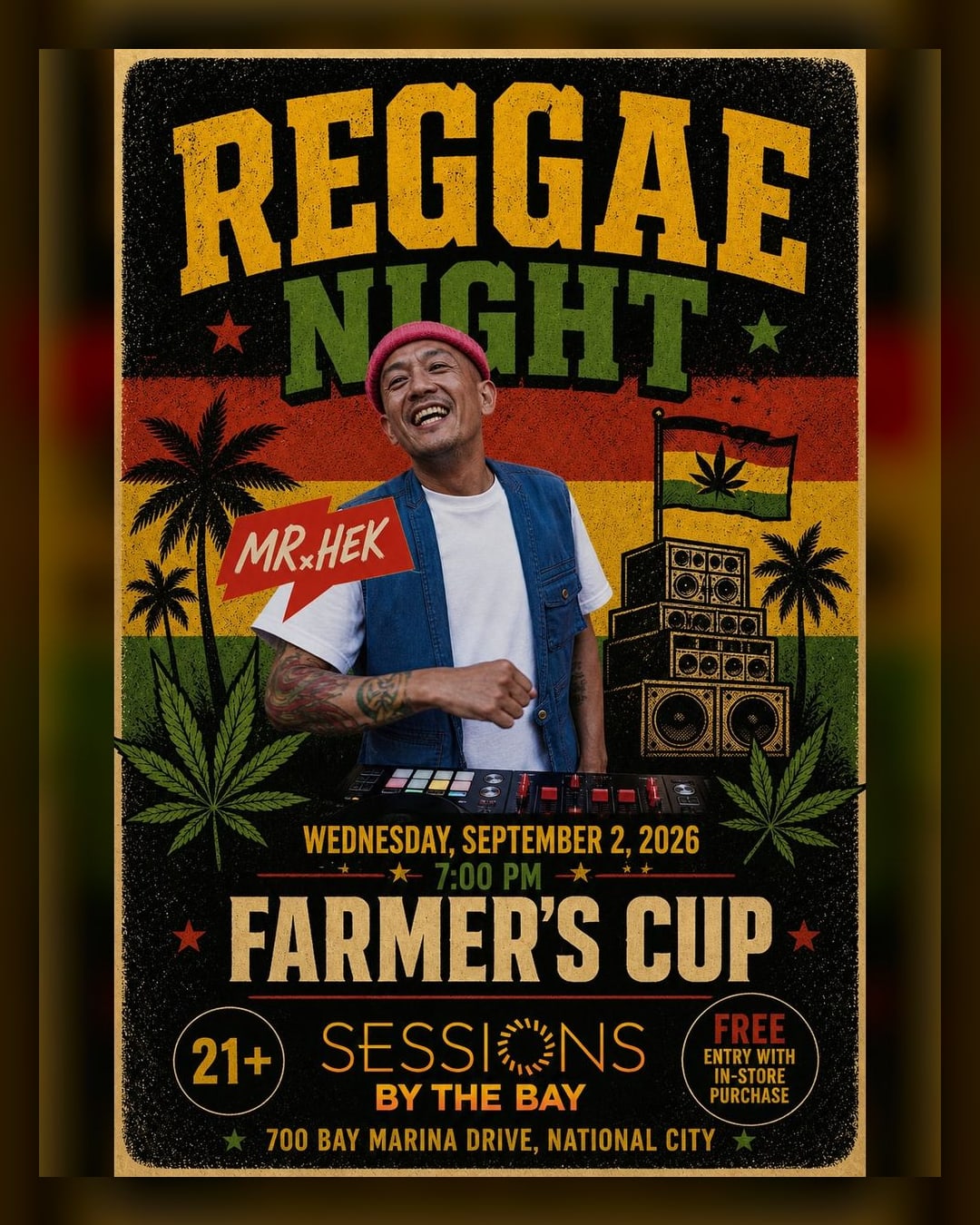 Reggae Wednesday with DJ Mr Hek at Sessions by the Bay, San Diego's South Bay