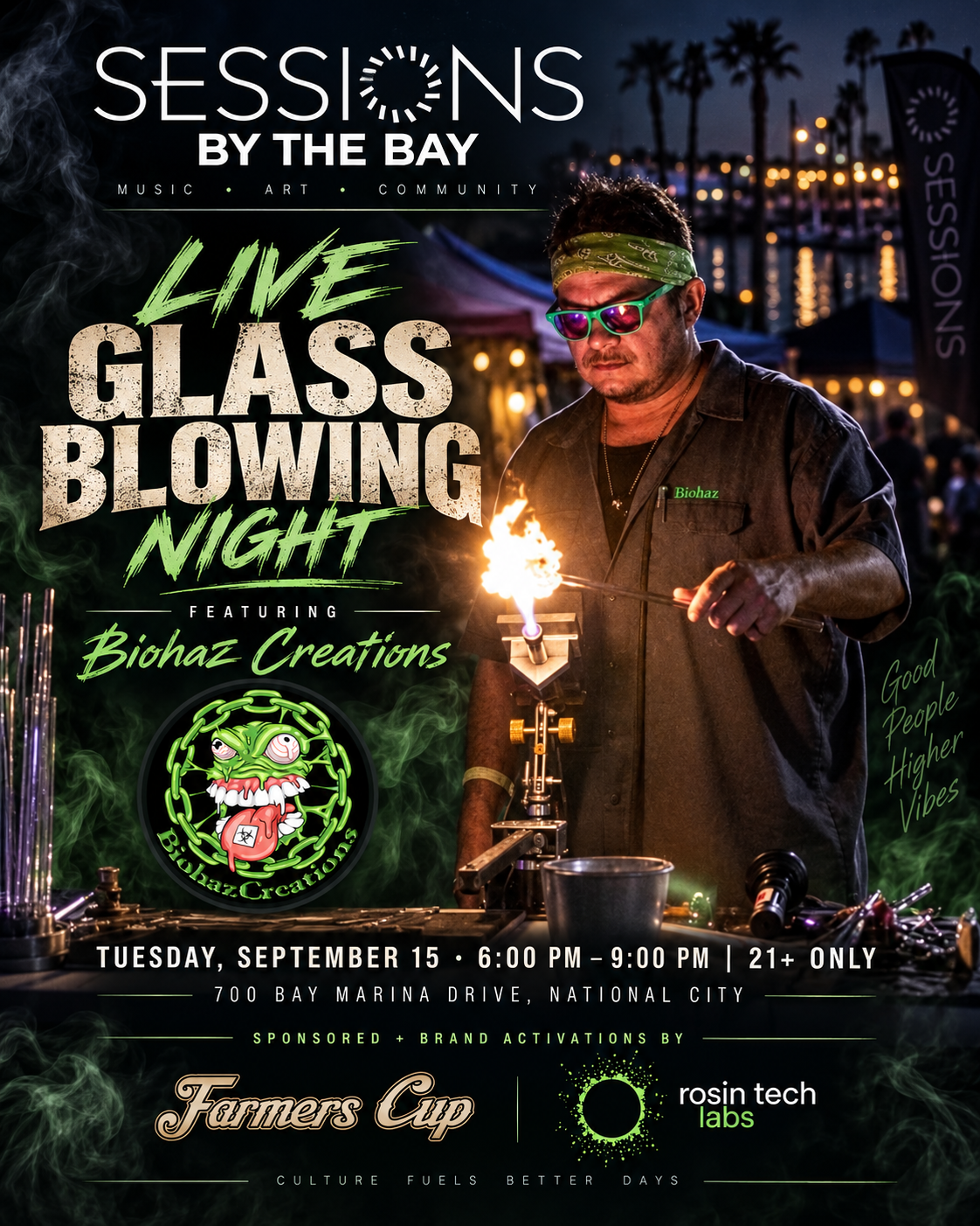 Live Glassblowing with BiohazCreations: Smoke-Ready Art at Sessions by the Bay