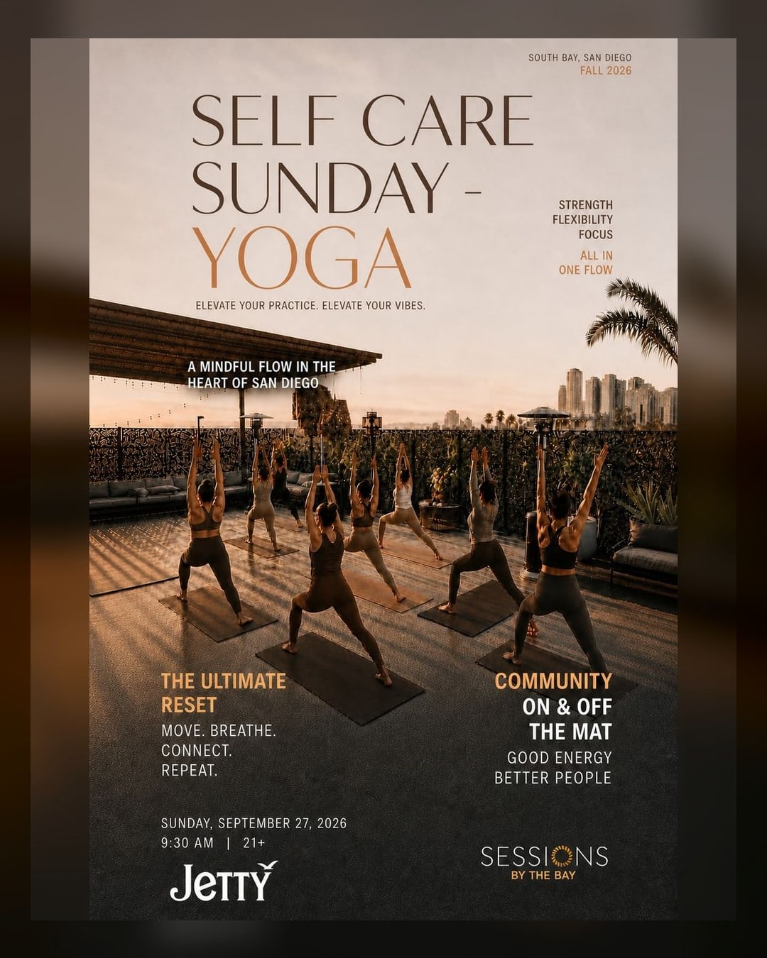 Self Care Sunday Yoga with Noeva Monje and Jetty Extracts in San Diego's South Bay