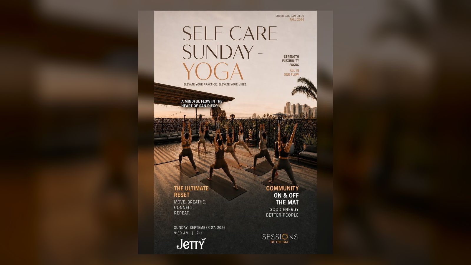 Self Care Sunday Yoga with Noeva Monje and Jetty Extracts in San Diego's South Bay